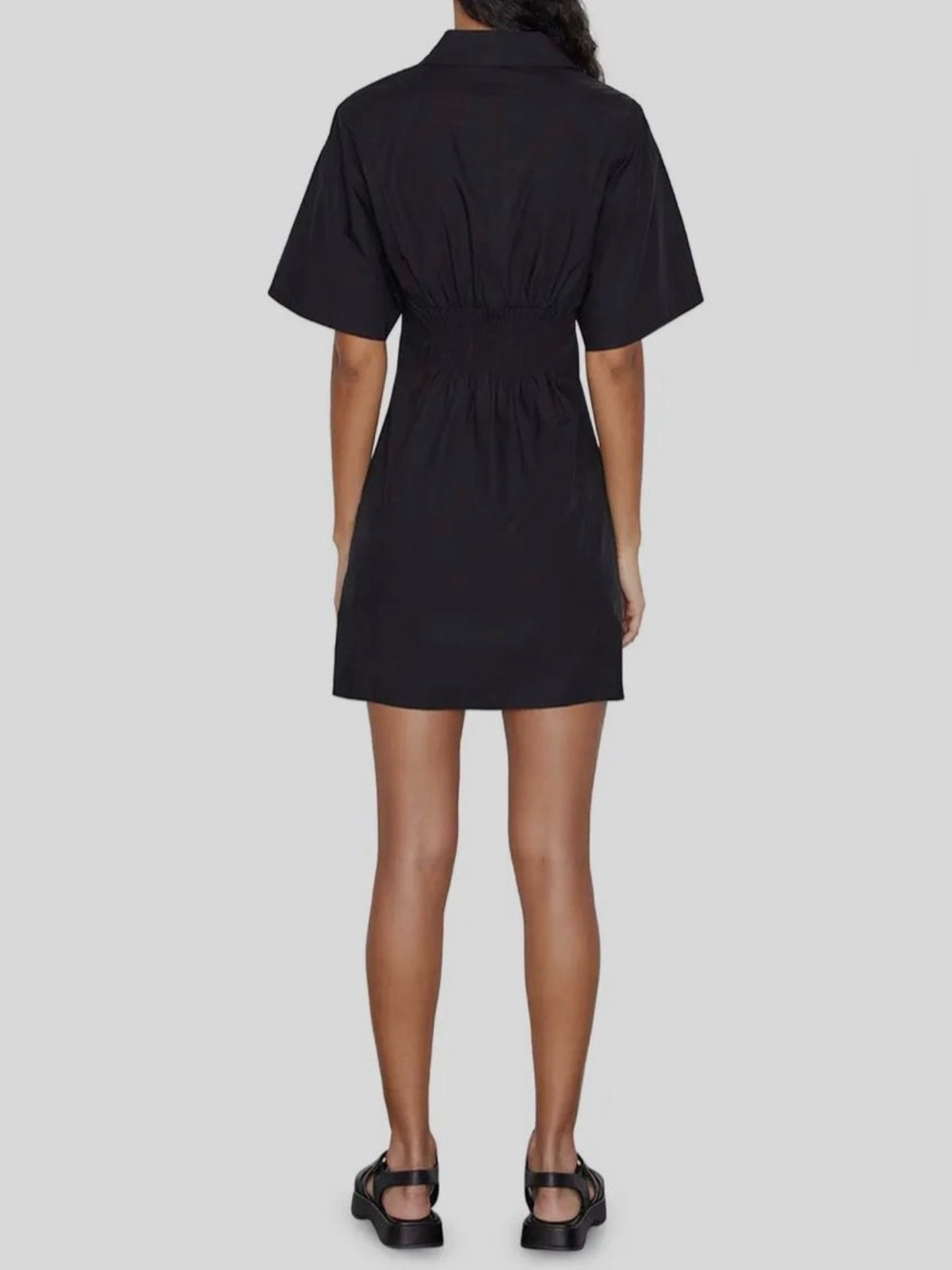 FRAME Black Seam Detail Cotton Poplin Shirt Dress - Picture 2 of 6